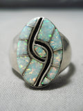 Twirl Opal Vintage Zuni Native American Sterling Silver Ring-Nativo Arts