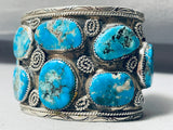 100 Gram Heavy Vintage Native American Navajo Boulder Turquoise Sterling Silver Bracelet-Nativo Arts