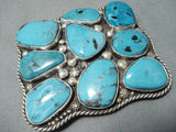 Rich Jim Navajo Native American Old Kingman Turquoise Sterling Silver Buckle-Nativo Arts