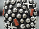 Monster Native American Navajo Coral Sterling Silver Bracelet-Nativo Arts