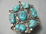 Vivid Spiderweb Vintage Native American Navajo Turquoise Sterling Silver Bracelet Old Cuff-Nativo Arts