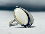 Glorious Native American Navajo Mother Of Pearl Sterling Silver Fan Ring-Nativo Arts