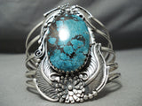 One Of The Biggest Vintage Native American Navajo Spiderweb Turquoise Sterling Silver Bracelet-Nativo Arts