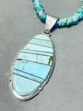 Signed Native American Navajo 8 Turquoise Sterling Silver Necklace-Nativo Arts