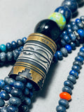 Authentic Singer Lapis Vintage Native American Navajo Sterling Silver Turquoise Necklace-Nativo Arts