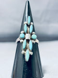 Eye-catching Vintage Native American Zuni Blue Gem Turquoise Sterling Silver Ring-Nativo Arts