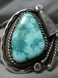 High Grade Vivid Vintage Native American Navajo Carico Lake Turquoise Sterling Silver Bracelet-Nativo Arts