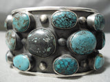 Huge Heavy Vintage Native American Navajo Green Bisbee Turquoise Sterling Silver Bracelet-Nativo Arts