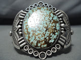 Colossal Vintage Native American Navajo #8 Turquoise Sterling Silver Bracelet-Nativo Arts