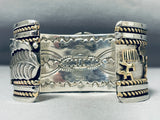 Native American One Of The Most Detailed Gold Sterling Silve Rturquoise Bracelet-Nativo Arts