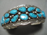 Irv Chee Vintage Native American Navajo Deep Blue Turquoise Sterling Silver Bracelet-Nativo Arts