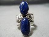 Stunning Modern Navajo Lapis Sterling Silver Ring Native American-Nativo Arts