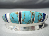 One Of The Most Unique Vintage Native American Navajo #8 Turquoise Sterling Silver Bracelet-Nativo Arts