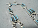 Dramatic Navajo Turquoise Sterling Silver Dangle Earrings Native American-Nativo Arts
