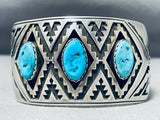 Magnificent Vintage Native American Navajo Sleeping Turquoise Sterling Silver Bracelet-Nativo Arts