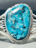 Astounding Native American Navajo Gilbert Turquoise Sterling Silver Bracelet Signed-Nativo Arts