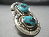 Colossal Vintage Native American Navajo Bisbee Turquoise Sterling Silver Ring Old-Nativo Arts