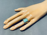 Sensational Vintage Native American Navajo Green Turquoise Sterling Silver Ring-Nativo Arts