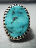 Heavy Men's Vintage Native American Navajo Turquoise Sterling Silver Ring Old-Nativo Arts
