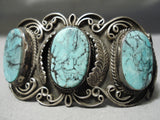 One Of The Best Vintage Native American Navajo Blue Diamond Turquoise Sterling Silver Bracelet-Nativo Arts