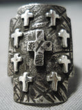 Family Of Crosses Vintage Native American Navajo Sterling Silver Ring-Nativo Arts