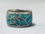 Marvelous Vintage Native American Navajo Turquoise Sterling Silver Band Ring-Nativo Arts