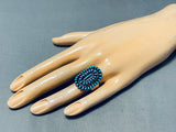 Fabulous Native American Navajo Sleeping Beauty Turquoise Cluster Sterling Silver Large Ring-Nativo Arts