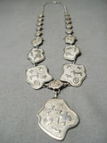 Native American Rare Vintage Santo Domingo Petroglyph Sterling Silver Necklace-Nativo Arts