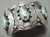 Museum Vintage Native American Navajo Green Turquoise Sterling Silver Bracelet Old-Nativo Arts