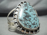 Huge Vintage Native American Navajo Basalt Turquoise Sterling Silver Bracelet-Nativo Arts