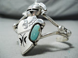 Important Native American Navajo Royston Turquoise Sterling Silver Kachina Bracelet-Nativo Arts