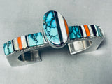 Important Abe Begay Vintage Native American Navajo Sterling Silver Inlay Bracelet 6-1/2 Wrist-Nativo Arts