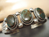 Superior Vintage Native American Navajo Natural Royston Turquoise Sterling Silver Bracelet Old-Nativo Arts