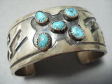 Rare Vintage Native American Navajo Dodson Turquoise Sterling Silver Bracelet-Nativo Arts