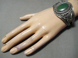 Early Vintage Native American Navajo Cerrillos Turquoise Sterling Silver Bracelet Cuff Old-Nativo Arts