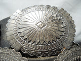 Heavy 576 Gram Vintage Native American Navajo Hand Wrought Sterling Silver Concho Belt Signed-Nativo Arts