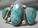 Important Vintage Native American Navajo Verdy Jake Turquoise Sterling Silver Bracelet-Nativo Arts