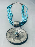 One Of The Most Detailed Ever Vintage Native American Navajo Turquoise Sterling Silver Necklace-Nativo Arts