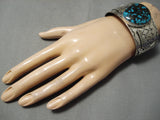 Opulent Native American Navajo Intense Spiderweb Turquoise Sterling Silver Bracelet-Nativo Arts