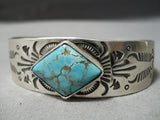 Famous Artist Native American Navajo Jeanette Dale #8 Turquoise Sterling Silver Bracelet-Nativo Arts