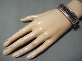 Amazing Zuni Native American Coral Needlepoint Sterling Silver Bracelet-Nativo Arts