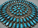 Amazing Vintage Native American Navajo Turquoise Cluster Sterling Silver Pin Pendant-Nativo Arts
