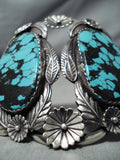 Monstrous Vintage Native American Navajo Spiderweb Turquoise Sterling Silver Bracelet-Nativo Arts