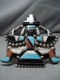 Museum Quality!! Vintage Native American Navajo Turquoise Kachina Inlay Sterling Silver Bracelet-Nativo Arts