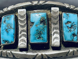 Exceptional Vintage Native American Navajo Morenci Turquoise Sterling Silver Bracelet Signed-Nativo Arts