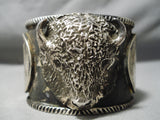 Colossal Navajo Sterling Silver Buffalo Bracelet Silver Dollar Native American-Nativo Arts