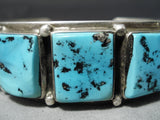 Fantastic Vintage Native American Navajo Sleeping Beauty Turquoise Sterling Silver Bracelet Old-Nativo Arts