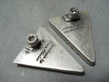 Important Vintage Navajo Sterling Silv Er Collar Protectors Native American Old-Nativo Arts