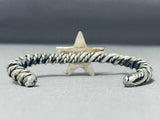 Native American One Of The Most Unique Vintage Navajo Star Shell Sterling Silver Bracelet-Nativo Arts