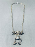 Dangling Frog Vintage Native American Navajo Sterling Silver Necklace Old-Nativo Arts